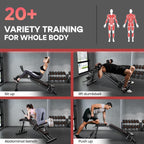 Kuntosaliympäristö, jossa ihmiset treenaavat ja tekstiä monipuolisesta koko kehon harjoittelusta.